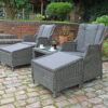 Paris Rattan Garden Lounge Relaxer Set with Table, 2 Armchairs & Foot Stools
