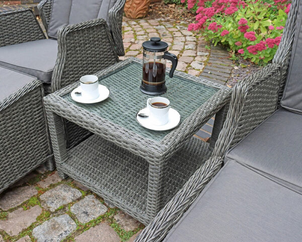 Paris Rattan Garden Lounge Relaxer Set with Table, 2 Armchairs & Foot Stools - Image 4