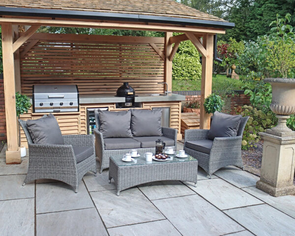 Paris 4 Seater Rattan Garden Lounge Set with Coffee Table - Grey - Image 4