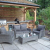 Paris 4 Seater Rattan Garden Lounge Set with Coffee Table - Grey