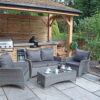 Paris 4 Seater Rattan Garden Lounge Set with Coffee Table - Grey