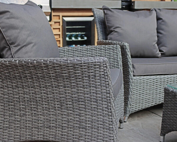 Paris 4 Seater Rattan Garden Lounge Set with Coffee Table - Grey - Image 5