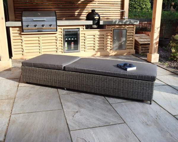 Paris Adjustable Rattan Sunlounger - Grey - Image 4