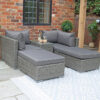 Paris 4 Seater Garden Lounge Relaxer Set with Ottoman Seat & Side Table