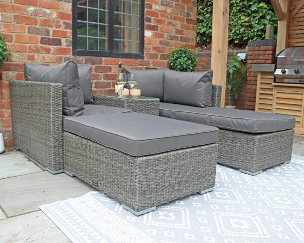 Paris 4 Seater Garden Lounge Relaxer Set with Ottoman Seat & Side Table - Image 4