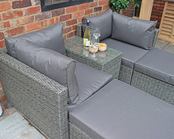 Paris 4 Seater Garden Lounge Relaxer Set with Ottoman Seat & Side Table - Image 3