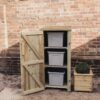 Wooden Recycling Bin & Box Outdoor Shelf Style Storage (With Door) - Churnet Valley