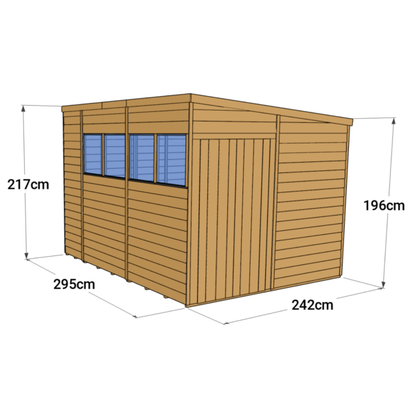 Store More 10x8 Overlap Pent Garden Shed with Double Doors and Windows - Image 6