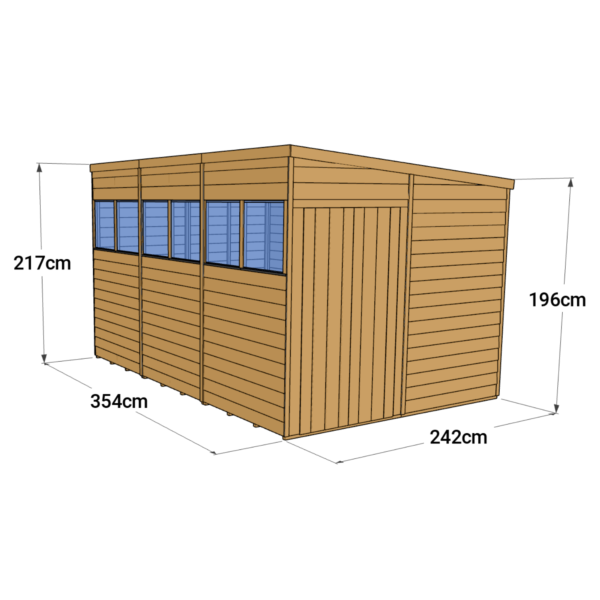 Store More 12x8 Overlap Pent Garden Shed with Double Doors & Windows - Image 6