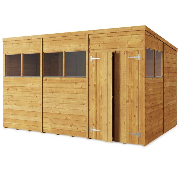 Store More 12x8 Overlap Pent Garden Shed with Double Doors & Windows - Image 3