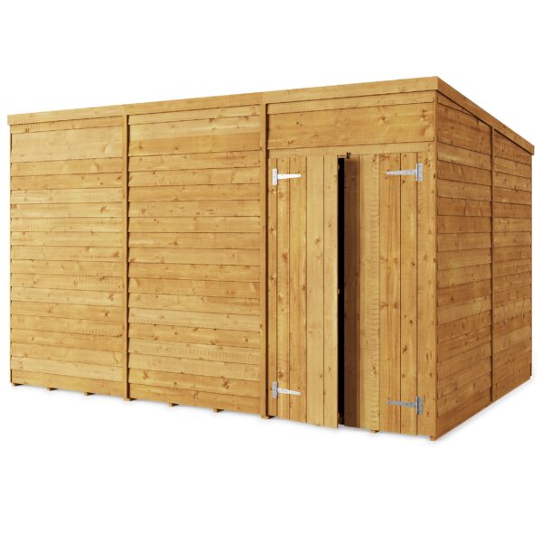 Store More 12x8 Overlap Pent Garden Shed Shed with Double Doors (Windowless) - Image 3