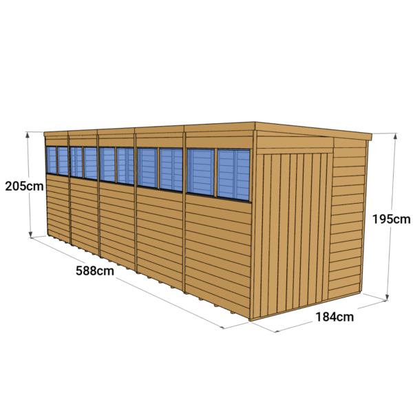 Store More 20x6 Large Overlap Pent Garden Shed with Double Doors & Windows - Image 6