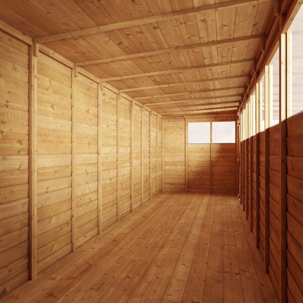 Store More 20x6 Large Overlap Pent Garden Shed with Double Doors & Windows - Image 4