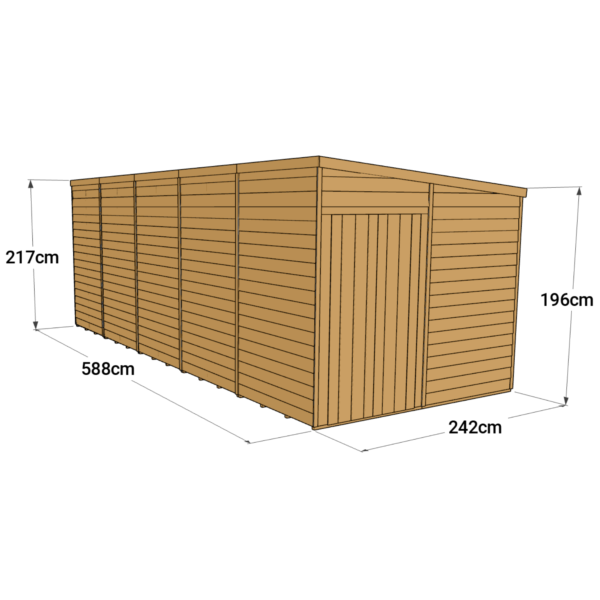 Store More 20x8 Large Overlap Pent Garden Shed with Double Doors (Windowless) - Image 6