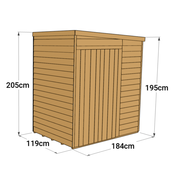 Store More 4x6 Small Overlap Pent Garden Shed with Double Doors (Windowless) - Image 6