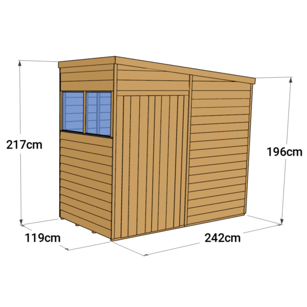 Store More 4x8 Small Overlap Pent Garden Shed with Double Doors & Windows - Image 6