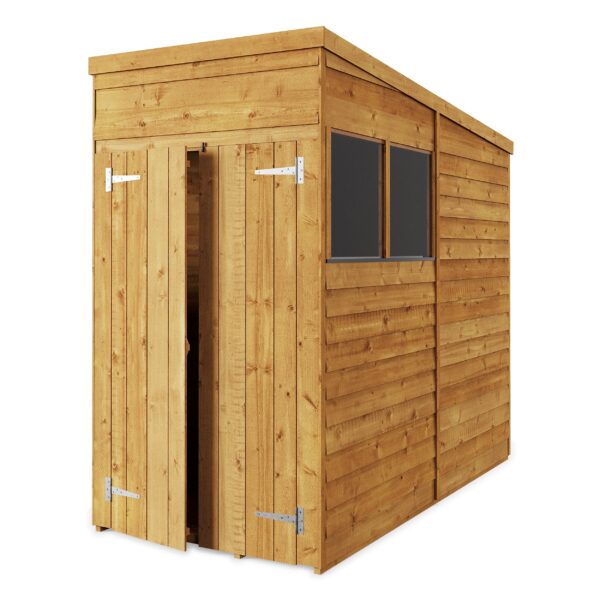 Store More 4x8 Small Overlap Pent Garden Shed with Double Doors & Windows - Image 3