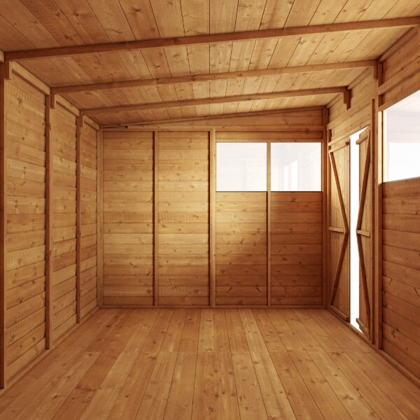 Store More 4x8 Small Overlap Pent Garden Shed with Double Doors & Windows - Image 4