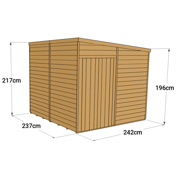 Store More 8x8 Overlap Pent Garden Shed with Double Doors (Windowless) - Image 6