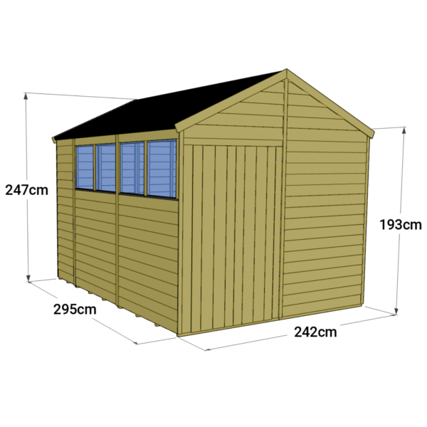 Store More 10x8 Tongue and Groove Apex Garden Shed with Double Doors & Windows - Image 5