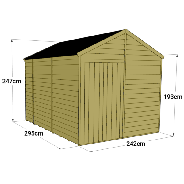 Store More 10x8 Tongue and Groove Apex Garden Shed with Double Doors (Windowless) - Image 5