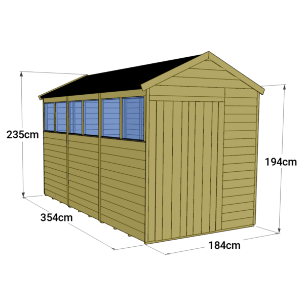 Store More 12x6 Tongue and Groove Apex Garden Shed with Double Doors & Windows - Image 5