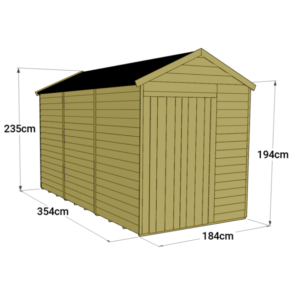 Store More 12x6 Tongue and Groove Apex Garden Shed with Double Doors (Windowless) - Image 5