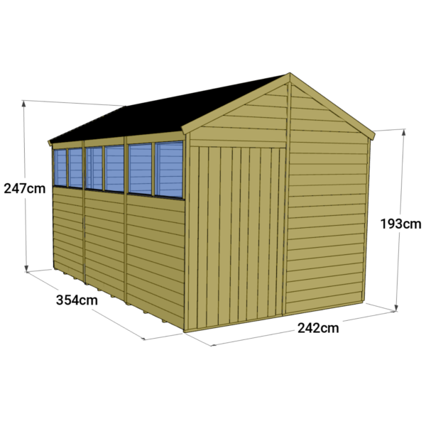 Store More 12x8 Tongue and Groove Apex Garden Shed with Double Doors & Windows - Image 5