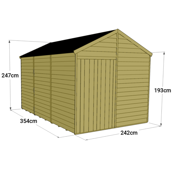 Store More 12x8 Tongue and Groove Apex Garden Shed with Double Doors (Windowless) - Image 5
