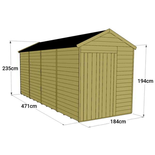 Store More 16x6 Large Tongue and Groove Apex Garden Shed with Double Doors (Windowless) - Image 6