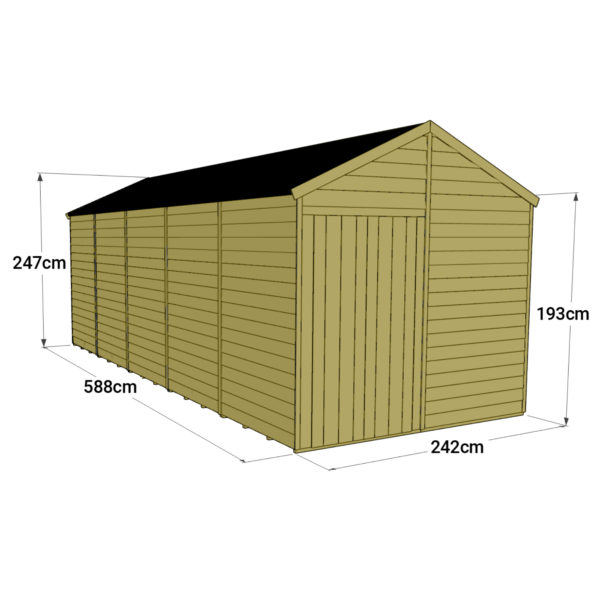 Store More 20x8 Large Tongue and Groove Apex Shed with Double Doors (Windowless) - Image 6