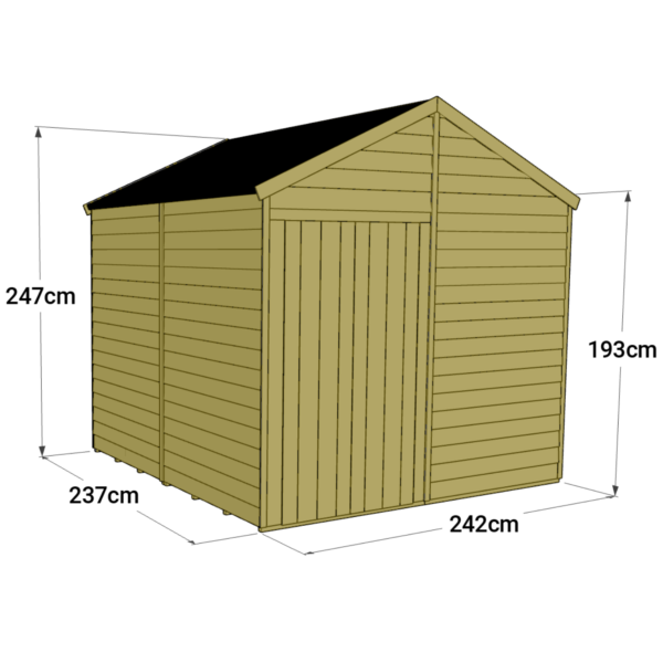 Store 8x8 More Tongue and Groove Apex Garden Shed with Double Doors (Windowless) - Image 6