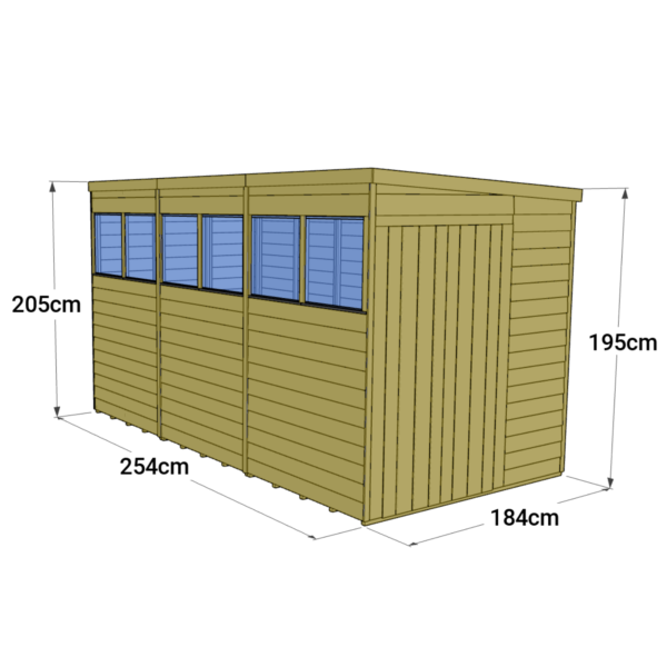 Store More 12x6 Tongue and Groove Pent Shed with Double Doors & Windows - Image 5