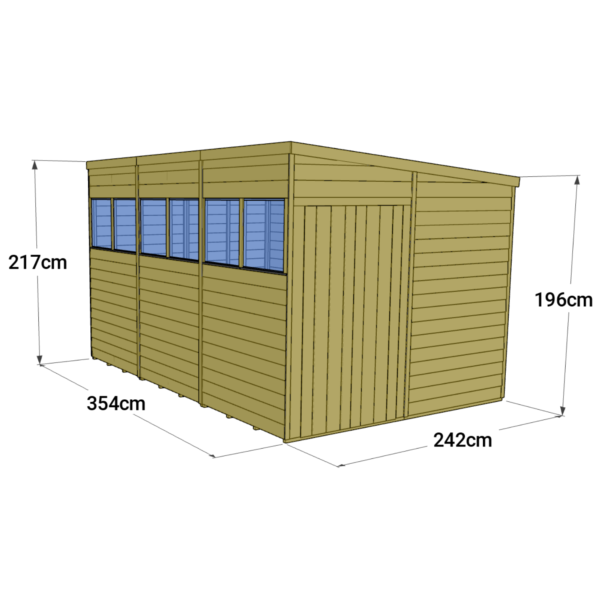 Store More 12x8 Tongue and Groove Pent Shed with Double Doors & Windows - Image 5