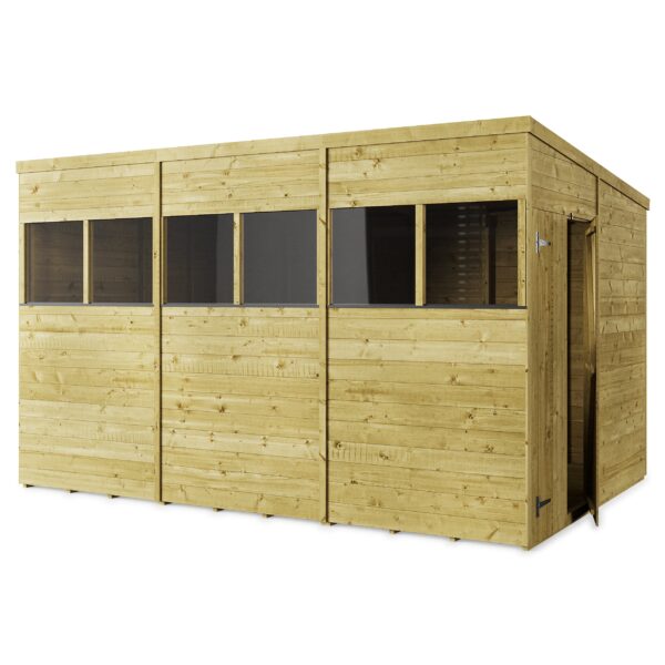 Store More 12x8 Tongue and Groove Pent Shed with Double Doors & Windows - Image 3