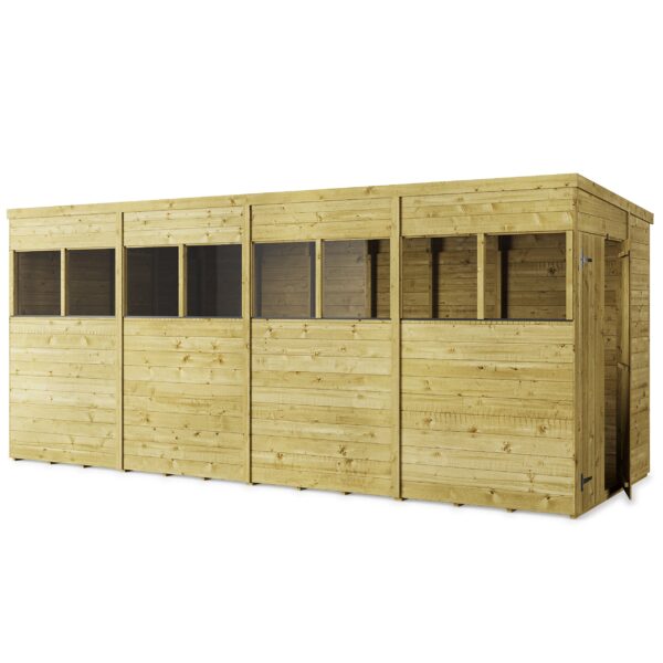 Store More 16x6 Large Tongue and Groove Pent Shed with Double Doors & Windows - Image 5