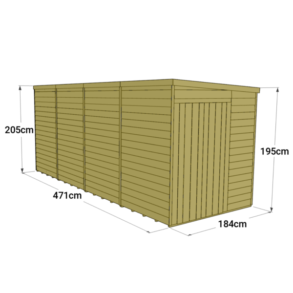 Store More 16x6 Large Tongue and Groove Pent Shed with Double Doors (Windowless) - Image 6