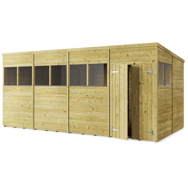 Store More 16x8 Large Tongue and Groove Pent Shed with Double Doors & Windows - Image 3