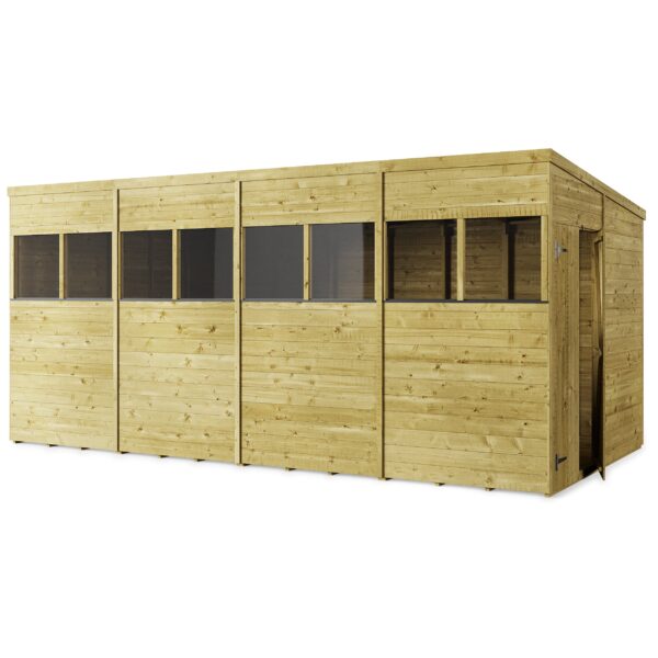 Store More 16x8 Large Tongue and Groove Pent Shed with Double Doors & Windows - Image 5