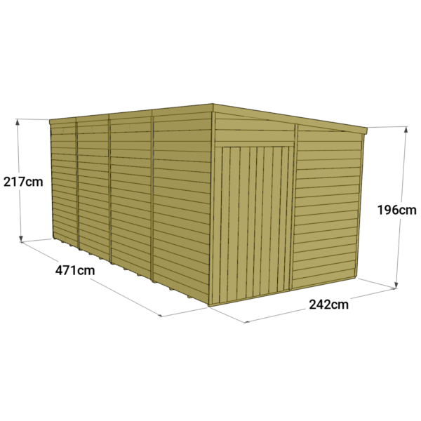 Store More 16x8 Large Tongue and Groove Pent Shed with Double Doors (Windowless) - Image 6