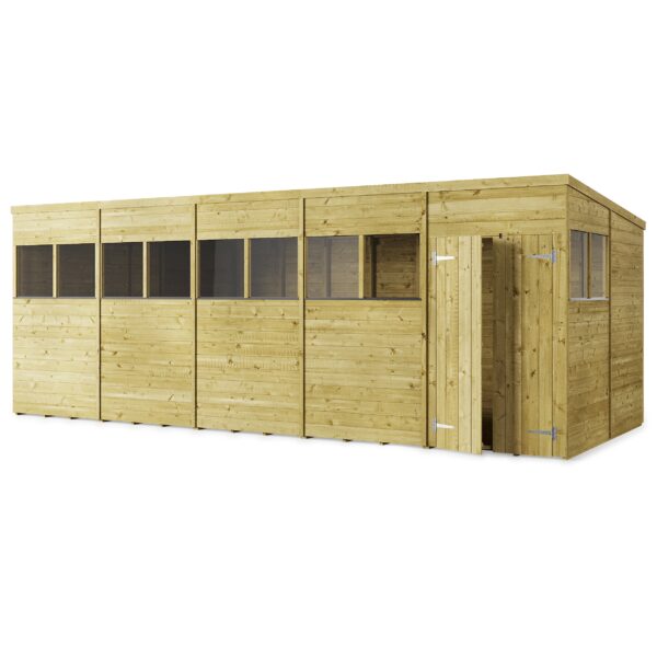 Store More 20x8 Large Tongue and Groove Pent Shed with Double Doors & Windows - Image 3