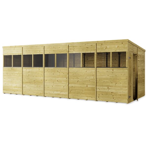 Store More 20x8 Large Tongue and Groove Pent Shed with Double Doors & Windows - Image 5