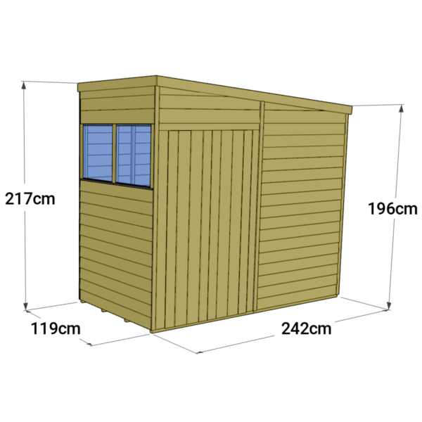 Store More 4x8 Small Tongue and Groove Pent Shed with Door & Windows - Image 6