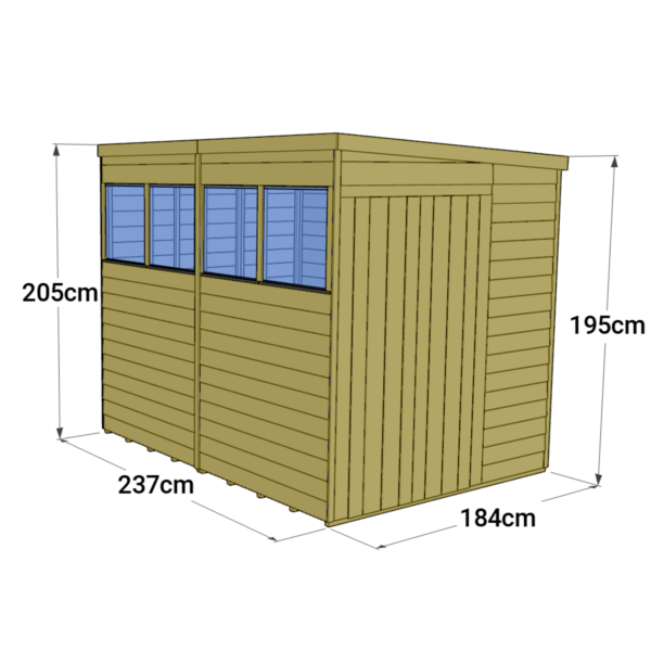 Store More 8x6 Tongue and Groove Pent Shed with Double Doors & Windows - Image 6