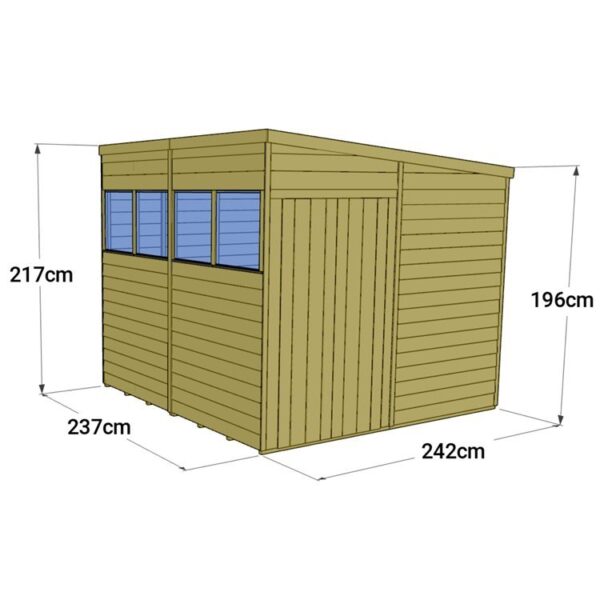 Store More 8x8 Tongue and Groove Pent Shed with Double Doors & Windows - Image 6