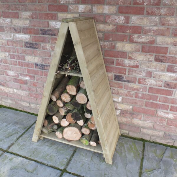 Shire Pressure Treated Small Triangular T&G Wooden Log Store - Image 3