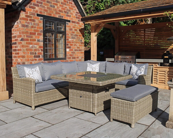 Wentworth Rattan Deluxe Modular Corner Lounge Set with Gas Fire Pit Table - Image 3