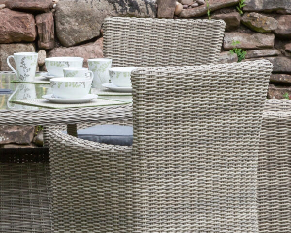 Wentworth Rattan Round Carver Table Garden Dining Set with 6 Chairs & Cushions - Image 3