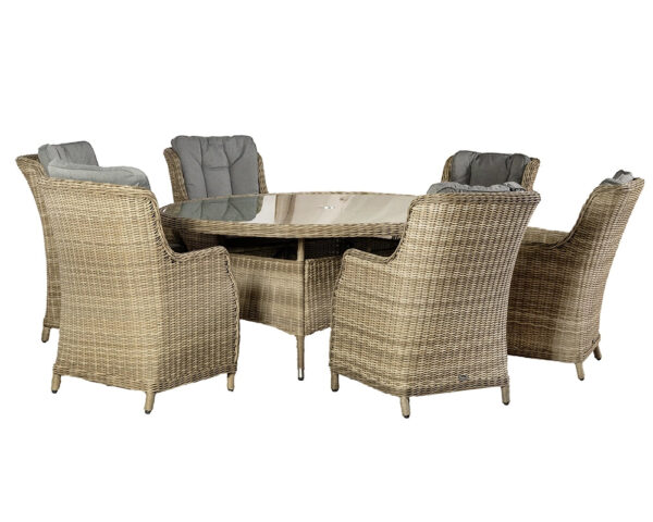 Wentworth Rattan Ellipse Highback Comfort Garden Dining Set with 6 Chairs & Cushions) - Image 4
