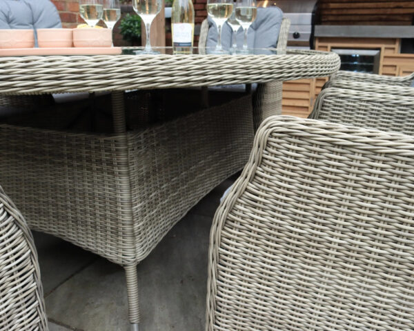 Wentworth Rattan Ellipse Highback Comfort Garden Dining Set with 6 Chairs & Cushions) - Image 3